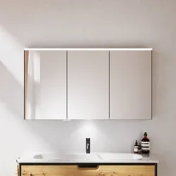 burgbad Vry Spiegelschrank 120,6 cm mit horizontaler LED-Beleuchtung und Waschtischbeleuchtung, Badmöbel,