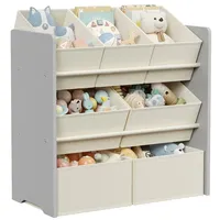 Songmics Kinderregal mit 7 Aufbewahrungsboxen aus Vliesstoff taubengrau