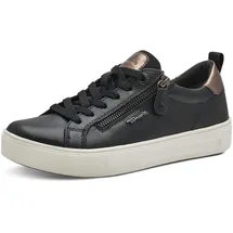 TAMARIS COMFORT Damen Sneaker flach mit Reißverschluss Freizeit, Schwarz (Black), 39 EU