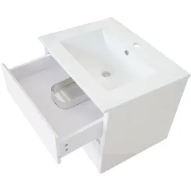 MCW Waschbecken + Unterschrank MCW-B19, Waschbecken Waschtisch Badezimmer, hochglanz 50x60cm weiß