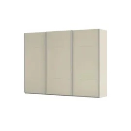 meinSchrank Schwebetürenschrank Regina 301 x 223 x 68 cm Weiß/Beige/Grau/Schwarz