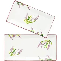 Lashuma tiefe Obstplatten 28x15 cm - 38x18 cm, Servierteller Set 2 teilig, Speiseteller lila Lavendel