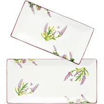 Lashuma Obstplatten 28x15 cm / 38x18 cm lila/weiß 2er Set