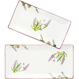 Lashuma Obstplatten 28x15 cm / 38x18 cm lila/weiß 2er Set