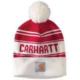 CARHARTT KNIT CUFFED LOGO BEANIE weiss-rot