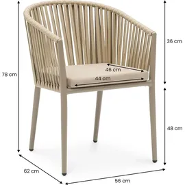 Idimex Gartenmöbelset ISOLA mit 8 Stühlen, Champagner – wetterfeste Essgruppe, Gartentisch 180 x 100 cm mit WPC Tischplatte und stapelbare Gartenstüh... - Braun