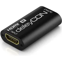 deleyCON HDMI Repeater Signal Verstärker HDMI Verstärker 4K bis 18m - HDCP 3D Buchse zu Buchse - Schwarz