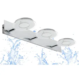 Trango 2114 Modern 3-flammig IP44 Spiegelleuchte *COOL* inkl. 3x 4,5 Watt 3000K warmweiß LED Modul Badleuchte 420mm lang mit schwenkbar und drehbar Spots, Badezimmer Wandleuchte, Deckenlampe, Badlampe