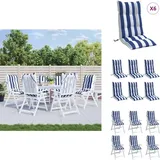 Hochlehner-Auflagen 6 Stk. Blau & Weiß Gestreift Oxford-Gewebe - Hochlehner Auflagen - Gartenstuhlkissen - Sitzkissen - Gartenmöbel Zubehör