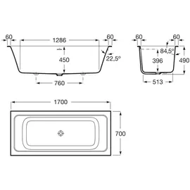 Roca Ona Rechteckbadewanne 70 x 170 cm (A248631000)