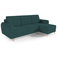 MOEBLO Ecksofa DEILA I, Couch für Wohnzimmer, Schlafsofa Sofagarnitur Sofa Eckcouch L-Form Wohnlandschaft mit 3 Rückenkissen - (BxHxT): 240x90x140 cm, mit Schlaffunktion und Bettkasten grün