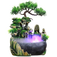Jeffergarden Zimmerbrunnen Indoor & Outdoor Brunnen Wasserfall Tischbrunnen Dekoration Wasserspiel Mit Farbwechsel Led Beleuchtung Zen Meditation Wasserfall(EU 220V)