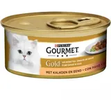 Gourmet Gold Feine Häppchen Katzenfutter in Soße, Pute und Ente 1 Palette (24 x 85 g)