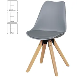 KADIMA DESIGN 2er Set Retro Esszimmerstuhl LIMA grau, Polsterstuhl Skandinavisch Rückenlehne, Küchenstuhl Kunstleder