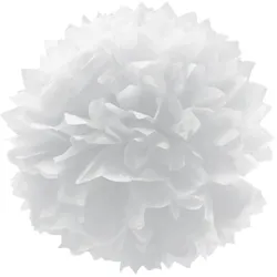 12x Pompon aus Papier schwer entflammbar weiß Ø40cm