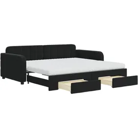 vidaXL Tagesbett Ausziehbar mit Schubladen Schwarz 90x190 cm Samt