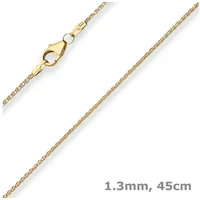 Schmuck Krone Goldkette 1,3mm Zopfkette aus 585 Gelbgold 45cm, Gold 585 goldfarben