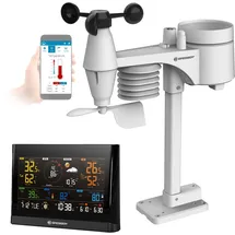 Bresser WLAN Comfort Wetterstation mit 7-in-1 Profi-Sensor und modernem Farbdisplay, Schwarz & Poolthermometer zur Wasser-Temperaturmessung, Schwarz