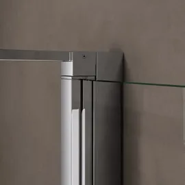 SoGood Ravenna36k Eckdusche mit Pendeltür rechts 100 x 195 cm silber Klarglas inkl. Duschtasse