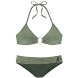 JETTE Triangel-Bikini, mit edlen Zierringen, grün