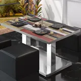 GGM Möbel Bistro Loungetisch 130 x 80 x 41 cm Vintage Bunt/Edelstahl