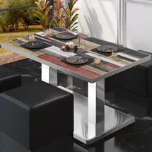 GGM Möbel Bistro Loungetisch 130 x 80 x 41 cm Vintage Bunt/Edelstahl