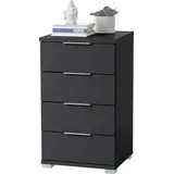 SchlafKONTOR Nachtkommode 4 Schubkästen Holzwerkstoff Dekorfolie 46x79x42 cm - Schwarz