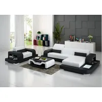 aea Ledersofa Wohnlandschaft Ecksofa L-förmig 1 Sitzer Garnitur Modern Sofa mit USB