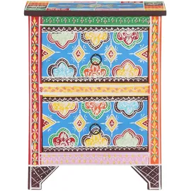 vidaXL Nachttisch Handbemalt 40x30x50 cm Mango Massivholz