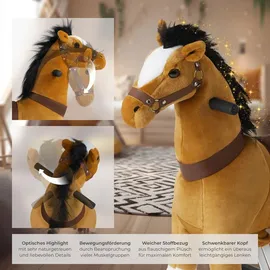 Tectake tectake® Schaukelpferd auf Rollen, verschiedene Größen, realistisches Design, rutschfeste Gummigriffe und -pedale