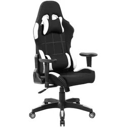 Dmora Gaming-Stühl Bundaberg, Gaming-Sessel für Erwachsene, Schreibtischstuhl, 57x72h124/134 cm, Schwarz und Weiß