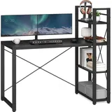 Songmics VASAGLE Schreibtisch Computertisch mit Regalböden 120cm Schwarz - Schwarz
