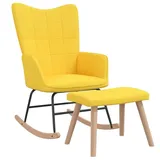 vidaXL Schaukelsessel Modell 2 Polyester 70 x 90 x 80 cm Senfgelb mit Hocker