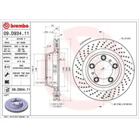 Brembo Bremsscheibe BREMBO 09D93411 hinten, belüftet, hochkarbonisiert, 1 Stück