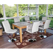 MCW 6er-Set Esszimmerstuhl MCW-C41, Stuhl Küchenstuhl, höhenverstellbar drehbar, Kunstleder MVG-zertifiziert ~ weiß