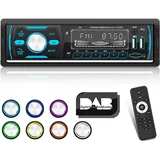 1 Din DAB Autoradio mit Bluetooth - FM AM RDS Radio - 7 Farbtasten Lichter/USB/U Disk/AUX + 32G TF Karte