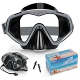 Taucherbrille Erwachsene,Verstellbares Schwimmbrille mit Nasenschutz,Tauchmaske 180°Weitwinkel Antifog Schnorchelmaske mit HD Gehärtetes Glas für Schnorcheln Schwimmen