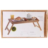 Bambus Betttablett Mit Füßen - 50 X 30 Cm - Holz Servier Bett Frühstücks Tablett Mit Einklappbarem Gestell