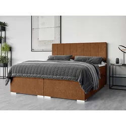 Polsterbett PLACES OF STYLE "Ginoro mit Matratze und Topper, in 3 Breiten (140, 160 und 180 cm)", orange (terra), B:142cm H:119cm L:209cm, 100% Polyester, Betten, Boxspringbett mit Kopfteil, Bettkasten, Matratze (BFK/TFK) und Topper