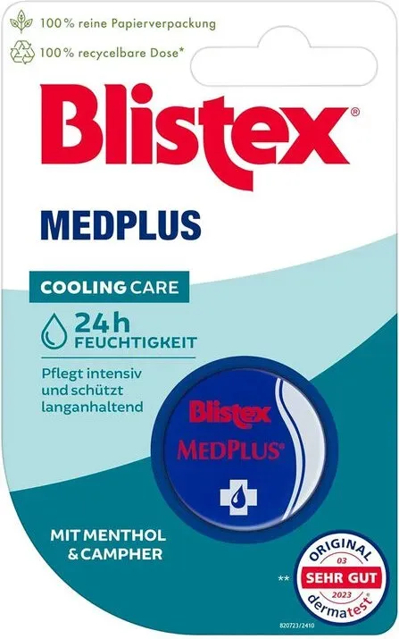 BLISTEX MedPlus Cooling Care Lippenpflege-Tiegel – Intensive Linderung bei trockenen, rissigen Lippen, mit LSF 15 & kühlendem Menthol/Campher – 7 ml
