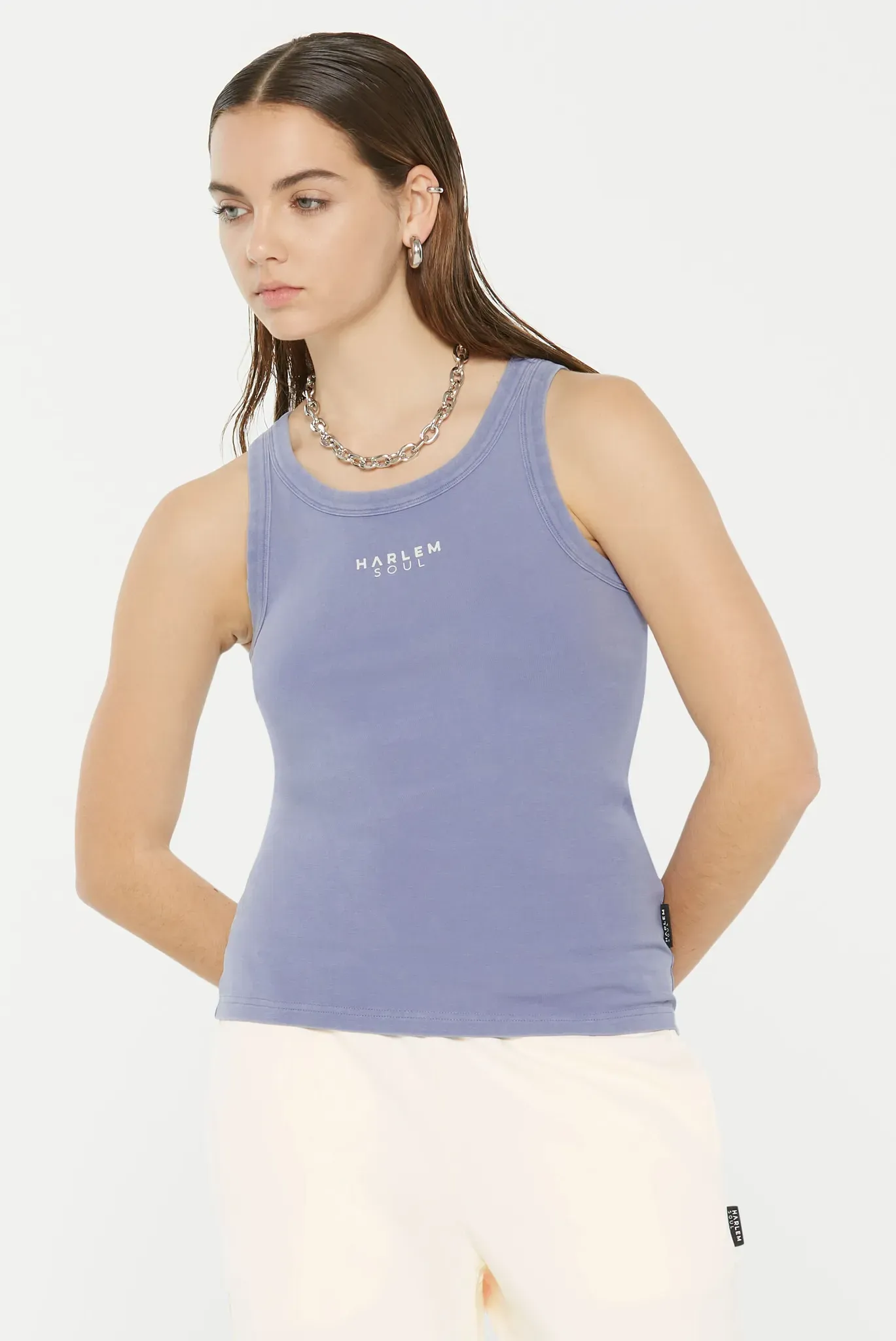 Tanktop HARLEM SOUL, Damen, Gr. S, violet, Single Jersey, Material: 96% Baumwolle, 4% Elasthan, bedruckt, slim fit normal, Rundhals, Tops Tanktop, elastisch & enganliegend