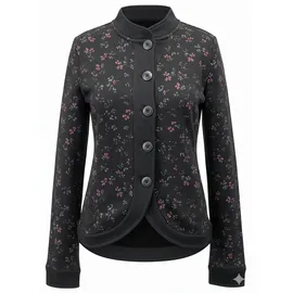 Ragwear Sweatjacke "AVALINA FLOWERS O", Damen, Gr. XS, schwarz, Sweatware, Obermaterial: 70% Baumwolle, 30% Polyester, geblümt, gemustert, normal, Rundhals, Sweatjacken Sweatjacke, mit Knopfverschluss, aus Baumwolle und Polyester, normale Passform