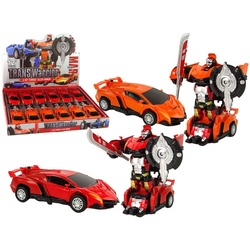 LEAN Toys Spielzeug-Auto Roboter Transformers Auto Set Roboterauto Spielzeug Anhänger Set Spiel rot