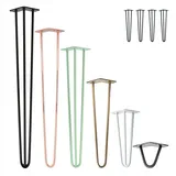 Natural Goods Berlin Tischbein 4er Set HAIRPIN Legs, Haarnadelbeine, Möbelfüße, 45cm - 2 Streben - Hocker / Bank, Weiß weiß 45 cm