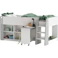 habeig Hochbett Kinderbett HOCHBETT Weiss Schreibtisch Treppe KOMBIBETT 90x200cm