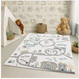 Carpet City Kinderteppich Creme, Multi - Kinderzimmer Teppich Modern (120 cm x 160 cm)