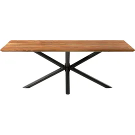 MASSIVMOEBEL24.DE Esstisch Akazie 180x90x74 natur lackiert / Epoxid schwarz, Kreuzgestell rund anthrazit matt EPOXY