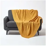 Homescapes Strickdecke 130 x 170 cm Gelb