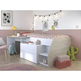 Parisot Hochbett Milky 90 x 200 cm Holz weiß-grau