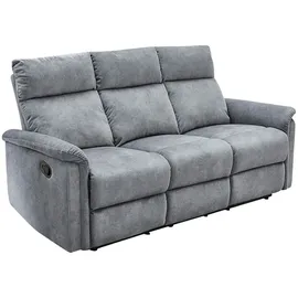 luma-home schönes für dein zuhause 3-SITZER-RELAXSOFA 180/90/100 cm Federkern, Liegefunktion verstellbar durch halbautomatische Relaxfunktion, Velours Vintage Grau / 15128